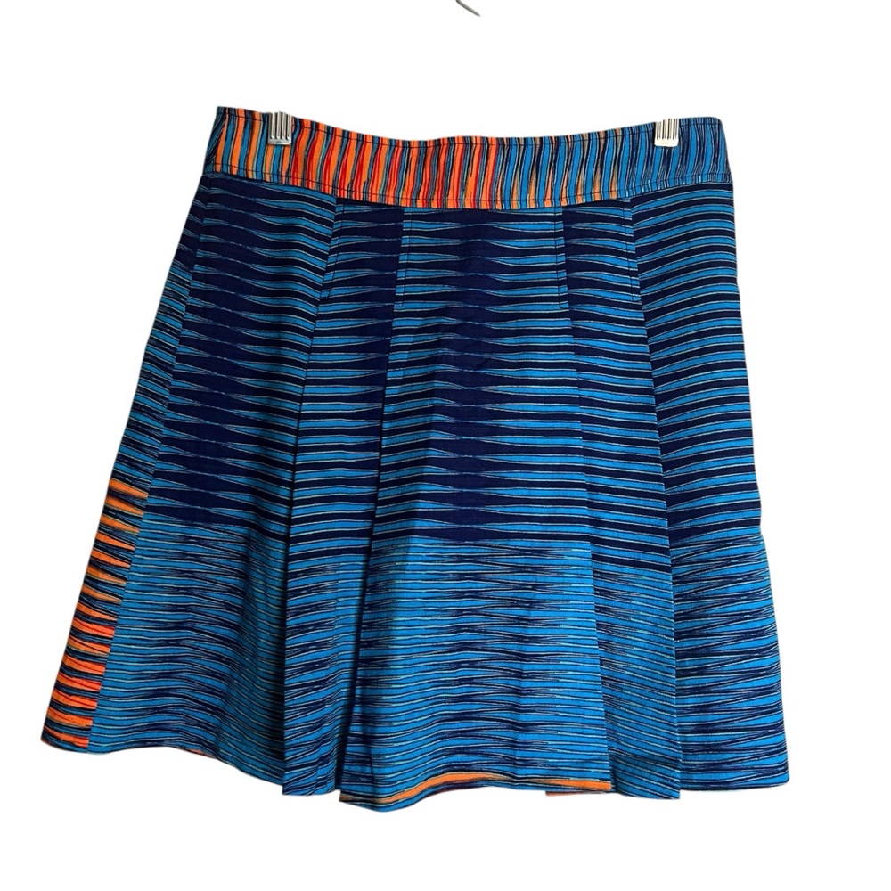 Plenty By Tracy Reese Blue and Orange A-Line Pleated Skirt Sz 4 - Picture 12 of 12
